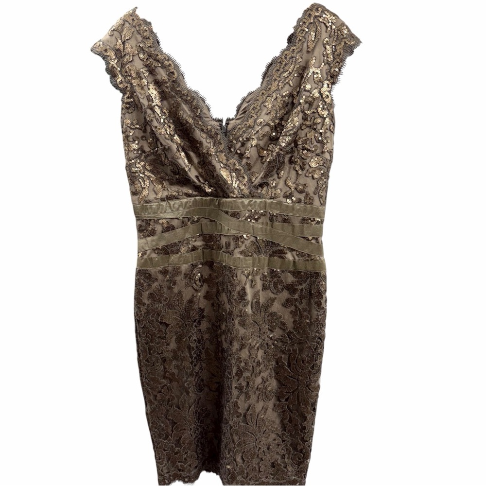 TADASHI SHOJI Lace Embellished Sequin Cocktail Dress Size 14